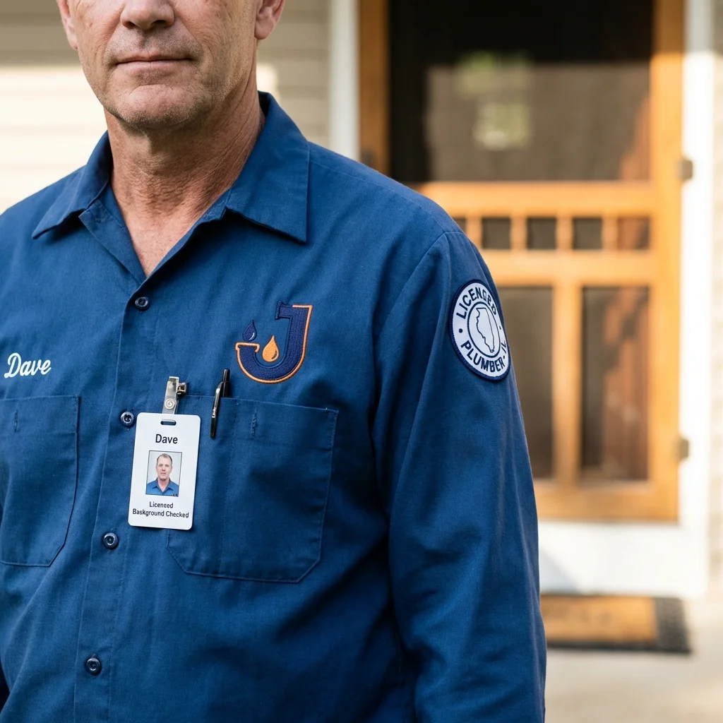 Licensed plumber showing ID badge in Santa Margarita, CA