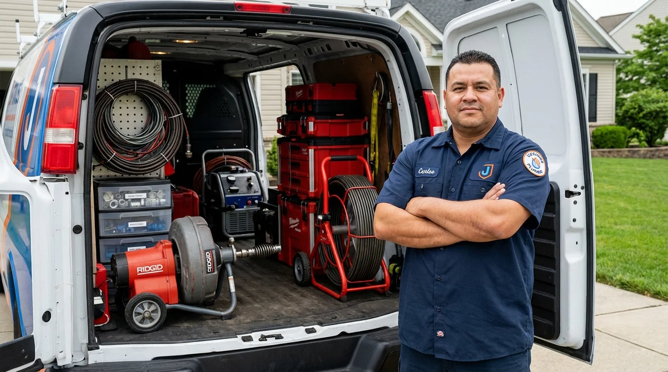 Professional drain cleaning equipment and Johns Plumbing LLC plumber in Santa Margarita