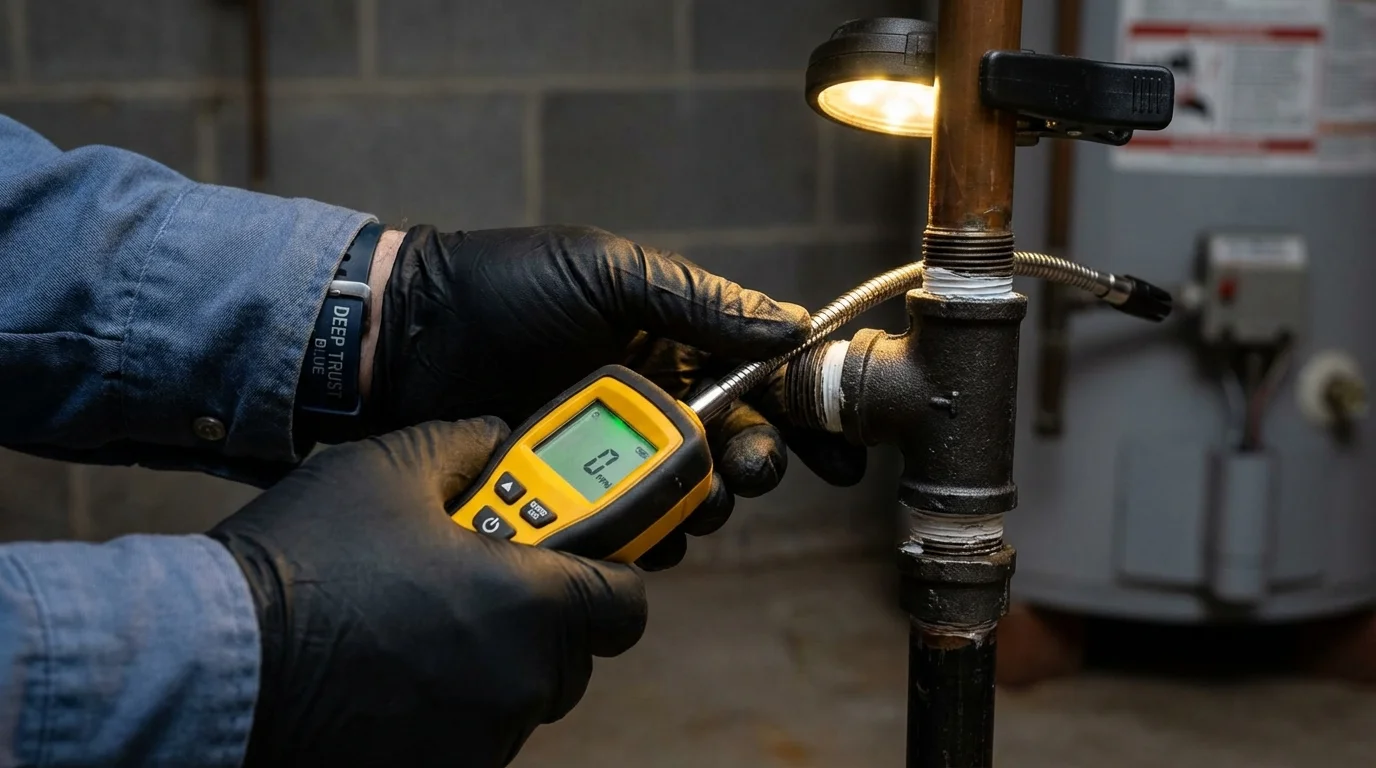 Gas leak detection with electronic sniffer by Johns Plumbing LLC in Santa Margarita