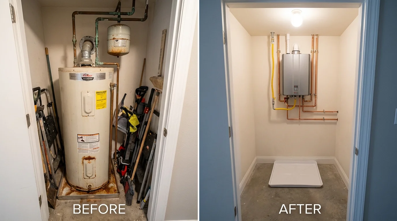 Tank water heater versus wall-mounted tankless unit comparison for Santa Margarita, CA homeowners