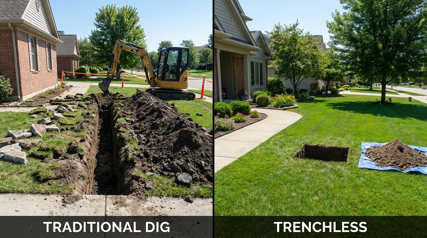 Trenchless sewer repair with minimal yard damage versus traditional excavation in Santa Margarita, CA